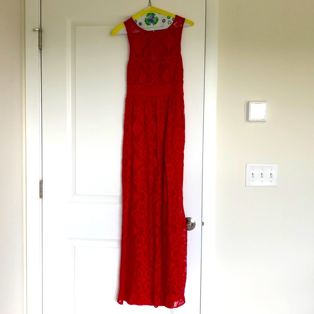 Red lace dress